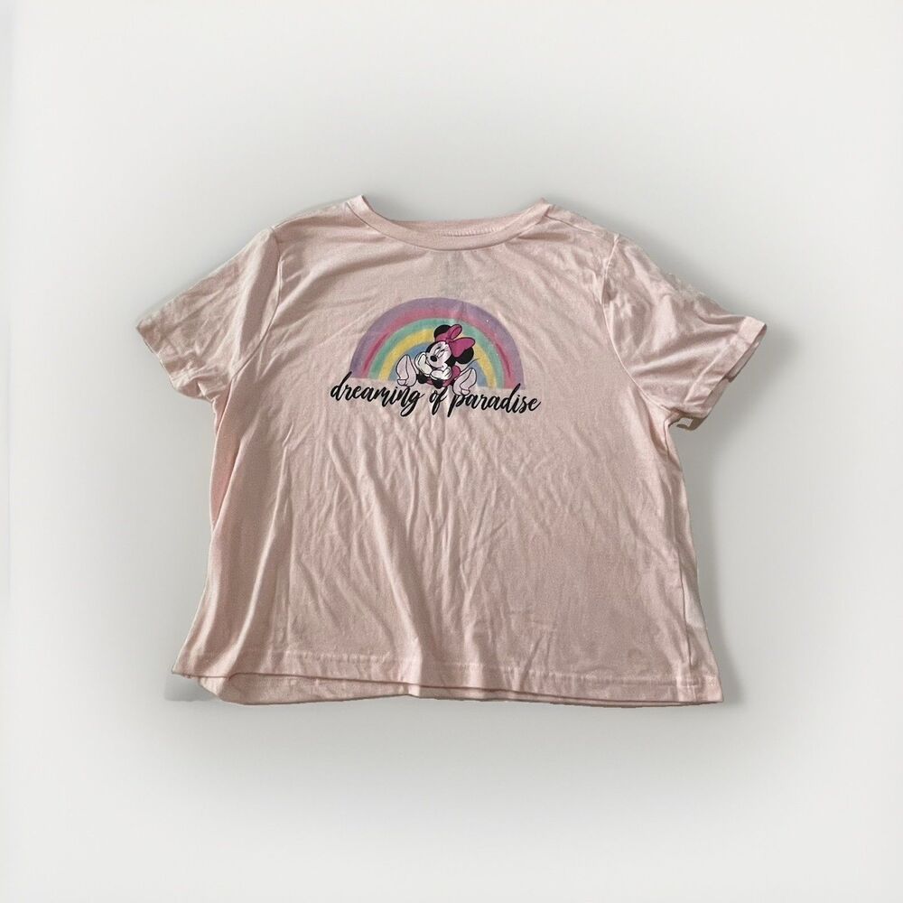 Disney Minnie Mouse T-Shirt Womens XL Pink Rainbow Dreaming of Paradise Graphic